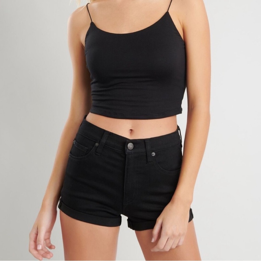 Black Denim High Waisted Shorts
